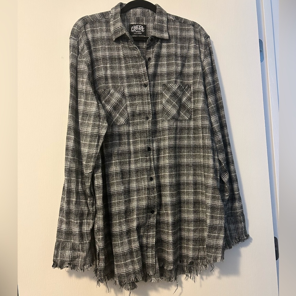 Casual Distressed Plaid Button Down Shirt
